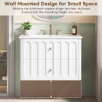 30" Modern Floating Bathroom Vanity with Oval Knobs & Round Edge, Soft-Close Drawer Slides, Bathroom Cabinet with Ceramic Sink - Image 4