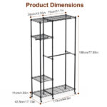 4 Tier Heavy Duty Garment Rack with 3 Hanging Rods, 463LBS Capacity Rolling Clothes Rack with Lockable 360° Wheels & Footrests,44.9x17.13x77.95in Spacious Clothing Rack for Dresses, Shirts, Coats - Image 11
