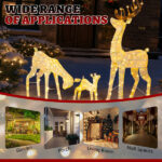 3-Piece Lighted Christmas Reindeer Family Set Outdoor Decorations, Weather Proof Deer Family Set of 3 Christmas Ornament Home Decor Pre-lit 280 LED Warm White Lights, White - Image 5