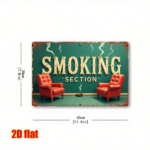CIFbuy 1pc Vintage Teal & White Metal Smoking Area Sign" Sign, Nostalgic Distressed 2D Flat Wall Art, Wall Art, Waterproof Decorative Signage For Home Smoking Area SikTok, Smoking Area SikTok, t Self-pickup Logiopics - Image 2