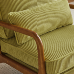 Low Arm Accent Chair - Olive Green Corduroy Upholstered Indoor Lounge Chair, Compact Single Seater with Sturdy Frame (330LBS Weight Capacity) - Image 28