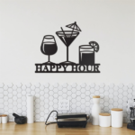 CIFbuy Vintage Distressed Black iron Happy Hour Wall Plaque Home Bar Man Cave Decor Unique Gift (TikTok, temu pick-up service) - Image 2