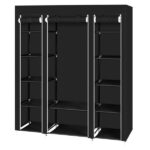 69" Portable Clothes Closet Wardrobe Storage Organizer with Non-Woven Fabric Quick and Easy to Assemble Extra Strong and Durable Black - Image 6