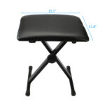 Dual-tube X-Shape Keyboard Stand + Adjustable Folding Piano Bench Stool Seat Black - Image 11