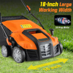 Corded Electric Lawn Dethatcher with 16-Inch Cutting Width, Wear-Resistant Wheels & Large Removable Grass Bag for Home Lawn - Orange - Image 8