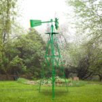 8FT Weather Resistant Yard Garden Windmill Green - Image 19