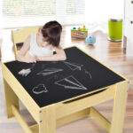 2-in-1 Kids Activity Table and Chairs Set, Double-Sided Whiteboard & Blackboard, with Hidden Storage, Certified Non-Toxic MDF, Perfect Gift for 3-7 Years Old (Natural) - Image 8