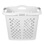 2 Bushel Plastic Laundry Basket with Silver Handles, White, 2 Pack (Shipment from Walmart) - Image 2