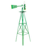 8FT Weather Resistant Yard Garden Windmill Green - Image 2