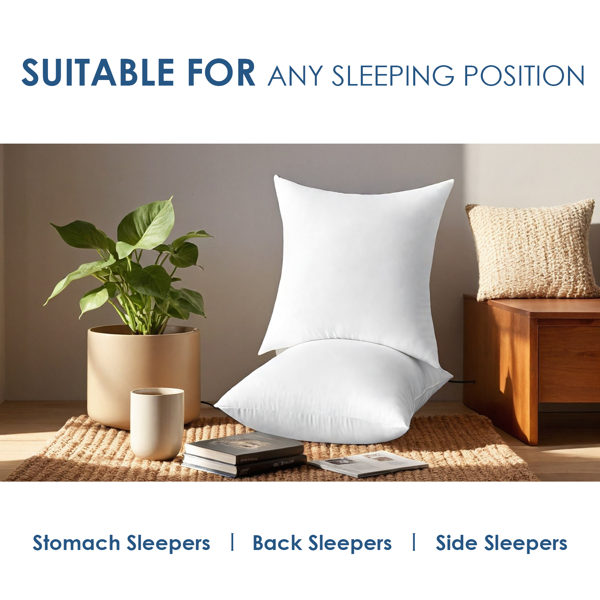 This two-pack of large pillow inserts measures a full 20 inches square. Firmly filled to resist sagging, they provide reliable lumbar support for reading or movie nights. The basic white style is versatile: use them directly or easily pair with covers of various fabrics and colors.