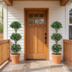 51" Artificial Boxwood Topiary Tree with 59 Flowers, Realistic Faux Evergreen Plant - White - Image 6