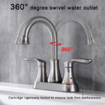 2-Handle 4-Inch Brushed Nickel Bathroom Faucet, Bathroom Vanity Sink Faucets with Pop-up Drain and Supply Hoses[Unable ship on weekends, TK/TEMU only for pickup, only TX10643 warehouse supports GOFO] - Image 3