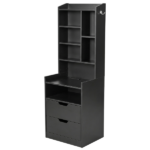 2 Drawers + 1 Shelf + 6-Shelf BedsideTable US Standard Power Supply (1 USB + 1 Type-C + 2 Triple-Prong) Storage Locker P2-12MM Particleboard Laminated Storage Cabinet 17.32*13.78*50in Black - Image 4