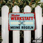 CIFbuy Retro German Slogan Metal Sign Meine Werkstatt Meine" Regeln, Vintage Tool Theme Garage Wall Decor, Wall Decor, 2D Flat Crossed Wrench Plaque WerkstatikTok, WerkstatikTok, t Self-pickup Logiopics - Image 6
