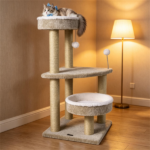 36" Compact Space‑Saving Cat Activity Center, Heavy‑Duty Stable Cat Climbing Furniture with Plush Rest Areas & Pom‑pom Toy for Kittens & Adult Cats - Image 6
