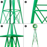 8FT Weather Resistant Yard Garden Windmill Green - Image 14
