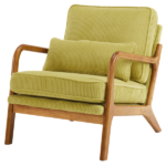 Low Arm Accent Chair - Olive Green Corduroy Upholstered Indoor Lounge Chair, Compact Single Seater with Sturdy Frame (330LBS Weight Capacity) - Image 14