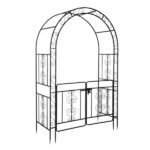 134.5*58.5*213cm Arc Roof Double Layer With Door Wrought Iron Iron Arch Courtyard Black - Image 9