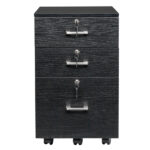 Black Wood Grain Density Board Three Drawers Wooden Filing Cabinet - Image 8