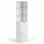 3-Tier Corner Salon Cabinet with 1 Door & 1 Drawer, 15mm E0 Grade Particleboard Matt White, 75.2" H Multipurpose Storage Cabinet for Beauty Salon Spa Bathroom Bedroom - Image 7