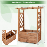Natural Pine Wood Raised Garden Bed with Trellis & Hanging Roof, Elevated Wooden Planter Box with Drainage- Orange - Image 5