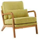 Low Arm Accent Chair - Olive Green Corduroy Upholstered Indoor Lounge Chair, Compact Single Seater with Sturdy Frame (330LBS Weight Capacity) - Image 20
