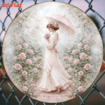 CIFbuy 1pc Victorian Lady & Roses Round Wall Plaque, "" Roses Round Wall Plaque, Wall Plaque, Vintage 2D Flat Frameless Hanging Plate TikTok, Temu Self-pickup Logilaics - Image 4