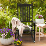 68.5*86*115CM Square Wooden Rocking Chair Wavy Backboard Black - Image 8