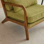 Low Arm Accent Chair - Olive Green Corduroy Upholstered Indoor Lounge Chair, Compact Single Seater with Sturdy Frame (330LBS Weight Capacity) - Image 25
