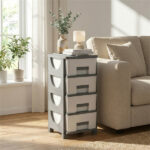 4-Drawer Compact Plastic Storage Cabinet Vertical Organizer for Bedroom Bathroom Office - Image 10