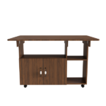 Multi-Functional Folding Table with Storage Shelves and Wheels, 47 Inch Foldable Dining Table for Small Spaces, Compact Desk for Kitchen, Dorm, Office (Walnut) - Image 3