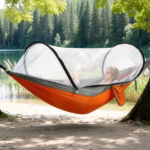 3-in-1 Camping Hammock with Automatic Pop-Up Mosquito Net, Lightweight 70D Nylon Portable Hammock Supports 440lbs, Dual Zipper Outdoor Hammock for Camping Hiking Backpacking Beach Backyard - Image 7