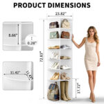 7-tier, 360° rotating wood-plastic composite shoe rack, 60*60*184cm, white - Image 3