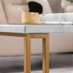 Same Code 35647920 (106 x 50 x 48cm) Simple Double-layer Golden Iron Pipe Marble PVC Coffee Table Rectangular - Image 36