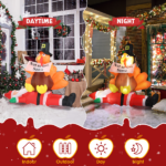 Replace 57412109 4.9 FT Lighted Christmas Inflatable Decoration, Inflatable Turkey Sitting on Santa Claus, Funny Blow Up Yard Decorations with Built-in LED Lights for Holiday Party Front Yard Lawn Garden Decor - Image 12