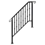 [Same Code 16547875 16547875]Matte Black Outdoor 3 Level Iron Handrail