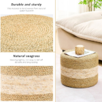 Handmade Woven Foot Stool Natural Seagrass Ottoman for Home Decor & Seating - Image 6