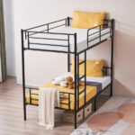 Same Code 12883671 Iron Bed Bunk Bed with Ladder for Kids Twin Size Black - Image 52