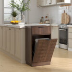 10-Gallon Woodgrain Tilt-Out Trash Can Cabinet Wooden Garbage Recycling Cabinet with Wave-Textured Hideaway Drawer&Pull-Out Bin-Multipurpose Kitchen/Bath Organizer in Walnut Finish - Image 19