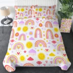Rainbow Duvet Cover Set Queen Size, Red Rainbow Bedding Comforter Cover Set (3 Pieces, 1 Duvet Cover 90"x90" and 2 Pillow Shams 20"x36")