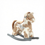 Brown Kids Rocking Horse – Soft Plush Horse Rocker with Rabbit Toy, Realistic Neigh for Playroom & Living Room - Image 2