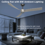 52 Inch Ceiling Fans with Lights Led Remote Control Low Profile Flush Mount for Living Room Bedroom Outdoor Patio,DC Motor,Reversible,Dimmable,Buzzer ON/Off, 3D-I3[Unable ship on weekends, TK/TEMU only for pickup, only TX10643 warehouse supports GOFO] - Image 8