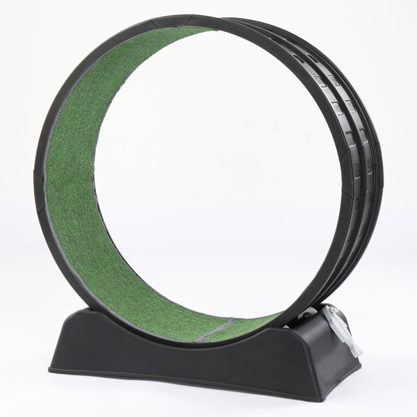 80*34*86CM Black PP track connector assembly, round shape with green carpet + 1 cat teaser stick, 15kg cat treadmill