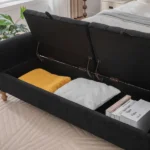 65.75" Wide Modern Upholstered Storage Bench With Double Lids - Image 8