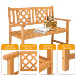118*56.5*90cm Outdoor Garden Fir Grid Back Wooden Bench Burlywood - Image 19