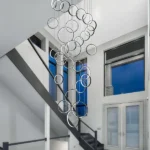 30 Ring High Ceiling Chandelier Foyer, Black Modern LED Large Staircase Long Chandeliers Light Fixture with Remote for Entryway Living Room - Image 7
