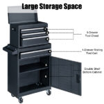 4 Drawstring Cabinet Steel Black Lock 330lb Instrument Cart Storage Room - Image 3