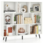 10 Cube Bookcase 3-Tier Modern Storage Organizer with 5 Metal Legs Bookshelves - Image 5