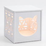 Side Table and House for Pets, Bedside Table with Warm Light, Cats Cube Condo, Nightstand End Table for Indoor Outdoor, White - Image 7