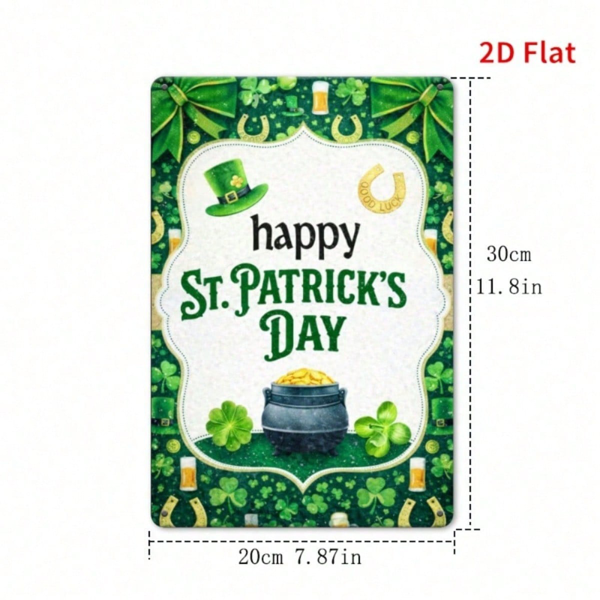 27c0126d-3a95-4e57-9dbe-b04cc8672a31.png CIFbuy St. Patrick's Day 2D Flat Metal Wall Art Shamrock Iron Plaque, 7.87x11.8 Inch Durable Festive Home Office Cafe Decor Ornament TikTok, TikTok, Self-pickup Logiopics - Image 1